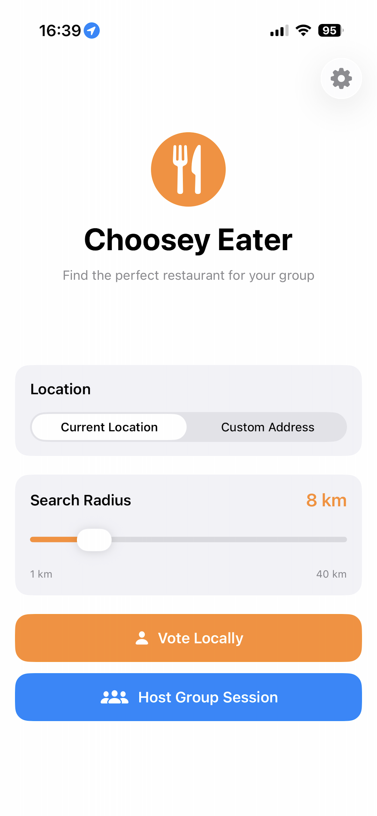 Choosey Eater Main Screen